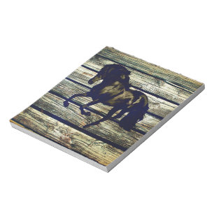 Bloc De Notas Primitive BarnWood Caballo de Stallion negro ecues