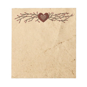 Bloc De Notas Primitive Country Heart Notepad