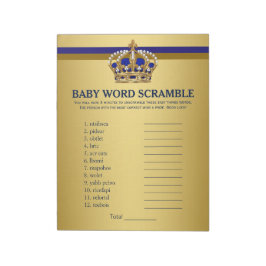 Bloc De Notas Prince Baby Shower Games Prince Word Scramble