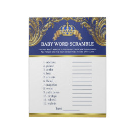 Bloc De Notas Prince Baby Shower Word Scramble Games