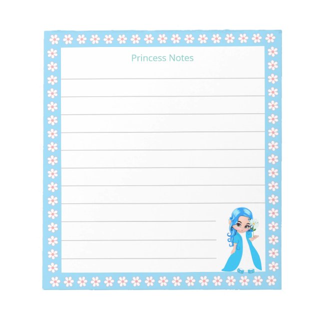 Bloc De Notas Princesa Hada Celestial & Flores Blancas en Renglo (Frente)