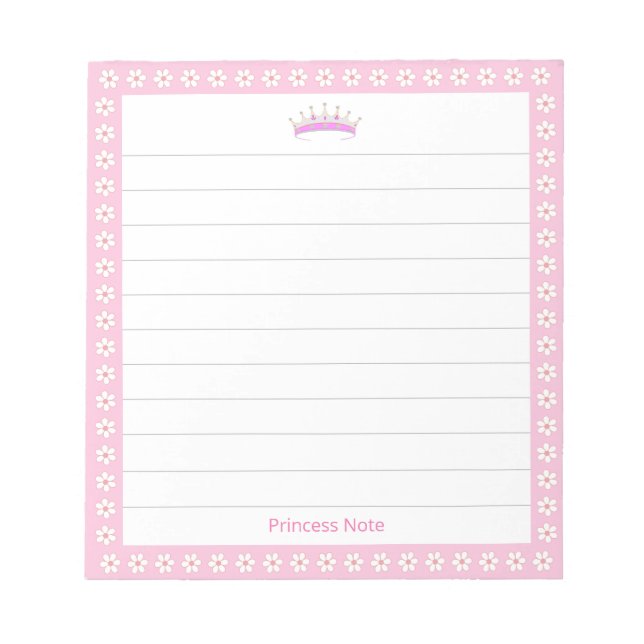 Bloc De Notas Princess Tiara & Flores Blancas en Cuadrícula (Frente)