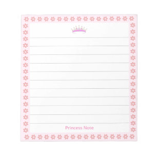 Bloc De Notas Princess Tiara y Flores Rosas en Renglones