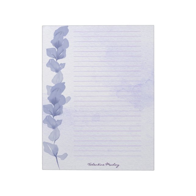 Bloc De Notas Printable Lavender Lined Paper – Personalized (Lado Izquierdo)