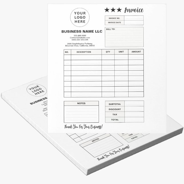 Bloc De Notas Printable Order Form, Custom Business Logo Invoice (Branded sales receipt pads)