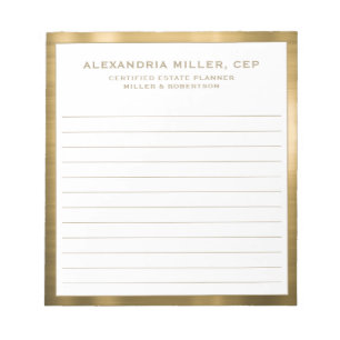Bloc de notas profesional de blanco y oro personal