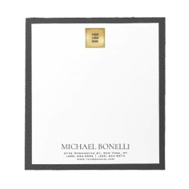 Bloc De Notas Profesional del logotipo Black Leather Square Gold