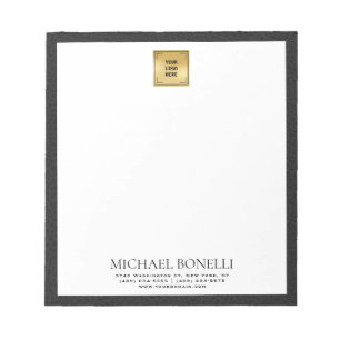 Bloc De Notas Profesional del logotipo Black Leather Square Gold