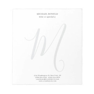Bloc De Notas Profesional Llano Moderno Minimalista Monogramado