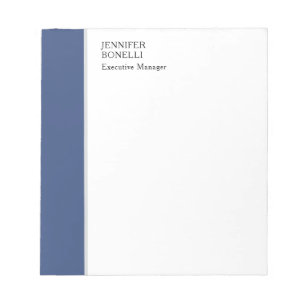 Bloc De Notas Profesional minimalista moderno azul blanco