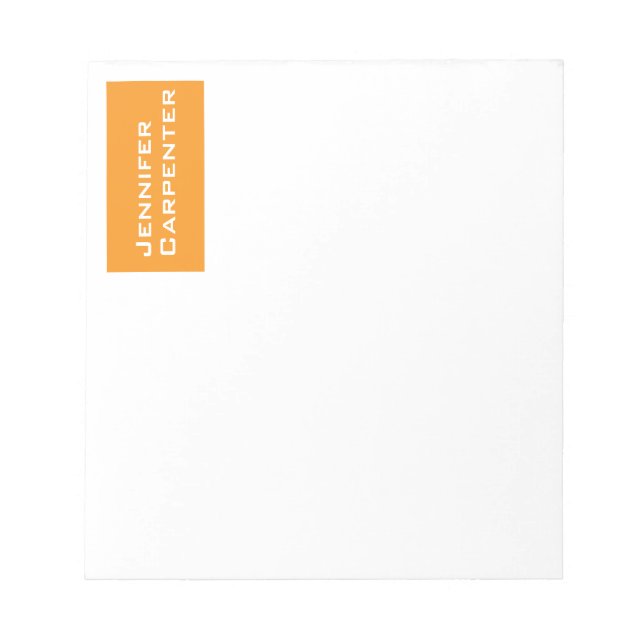 Bloc De Notas Profesional minimalista moderno naranja blanco (Frente)