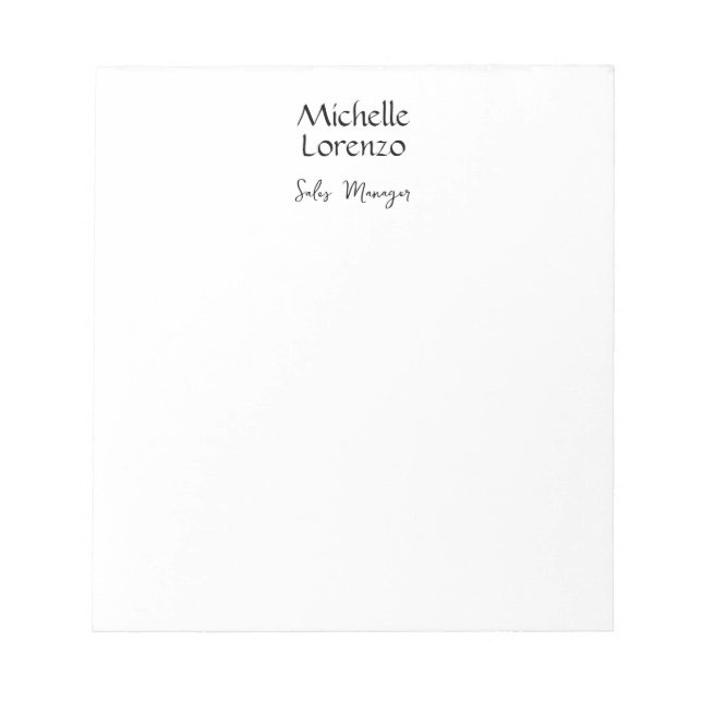 Bloc De Notas Profesional Moderno Simple Blanco y Negro (Frente)