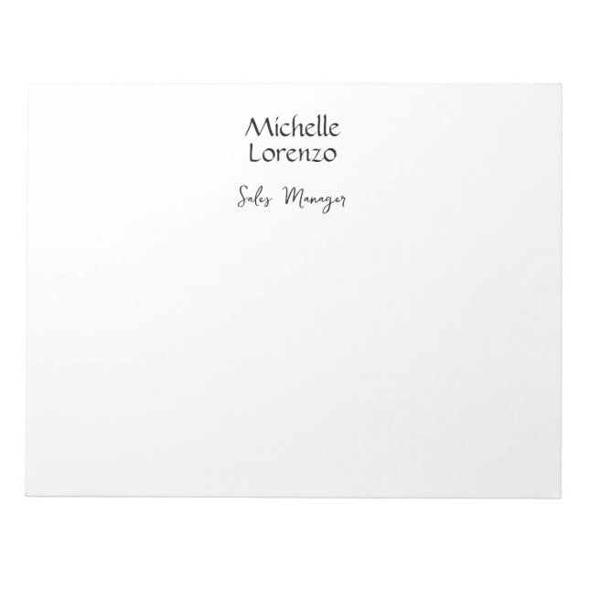 Bloc De Notas Profesional Moderno Simple Blanco y Negro (Frente)