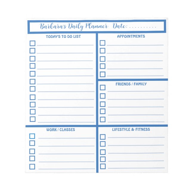 Bloc De Notas Profesional moderno y simple de Daily Planner (Frente)