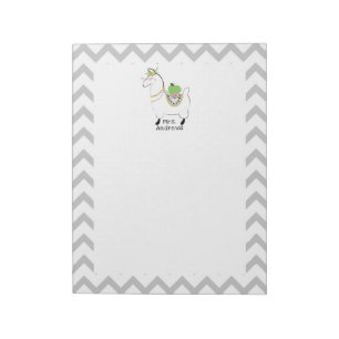 Bloc De Notas Profesor de Llama Chevron floral de Apple verde