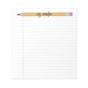 Bloc De Notas profesor personalizado de lápiz y papel
