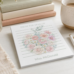 Bloc De Notas Profesor Personalizado De Parte De Floral Apple