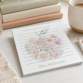 Bloc De Notas Profesor Personalizado De Parte De Floral Apple