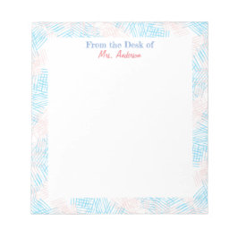 Bloc De Notas Profesora de frontera azul y rosa