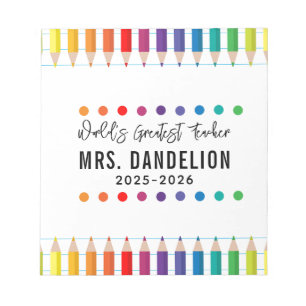 Bloc De Notas Profesora de guardería Rainbow Crayons
