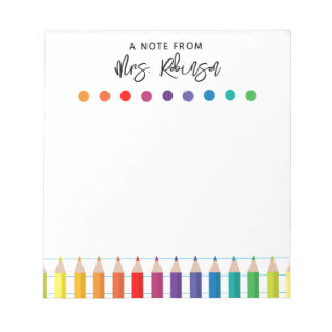 Bloc De Notas Profesora de guardería Rainbow Crayons