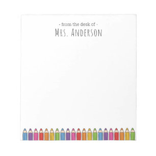 Bloc De Notas Profesora de guardería Rainbow Pencils