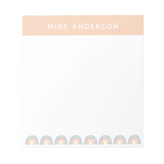 Bloc De Notas Profesora moderna de acuarela arcoíris gracias reg (Frente)