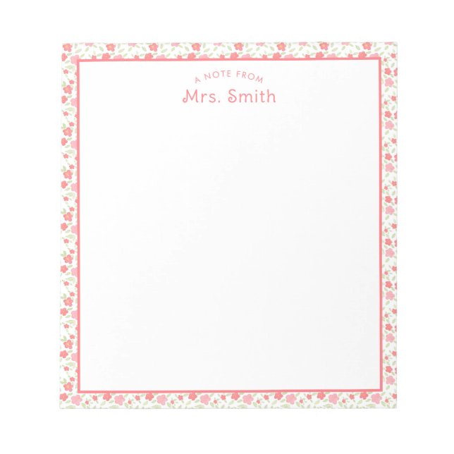 Bloc De Notas Profesora | Nota De (Frente)