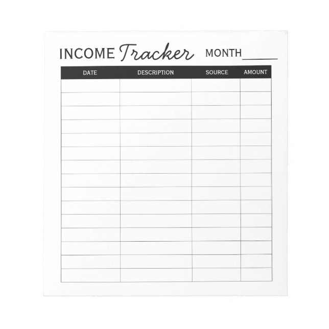 Bloc De Notas Professional custom income tracker for business (Frente)