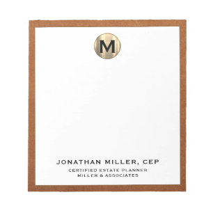Bloc De Notas Professional Luxury Gold Inicial