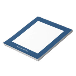 Bloc De Notas Professional Modern Navy Blue Monogram Full Name