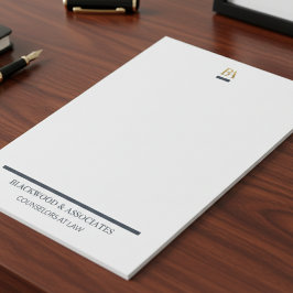Bloc De Notas Professional Navy Gold Monogram Legal Desk Pad