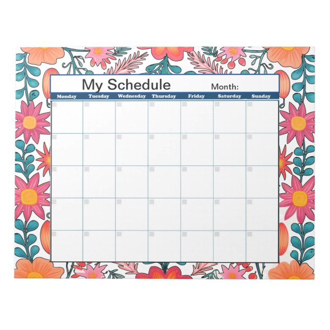 Bloc De Notas Programa Mensual Alegre (Frente)