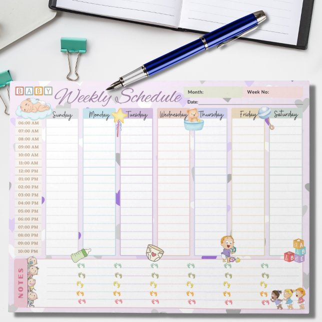 Bloc De Notas Programa semanal para bebés Planificador Pastel Pu (Subido por el creador)