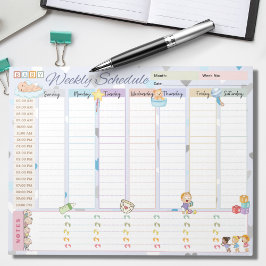 Bloc De Notas Programa semanal para bebés Planner Pastel Blue Te