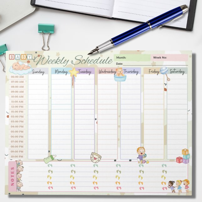 Bloc De Notas Programa semanal para bebés Planner Pastel Green T (Subido por el creador)