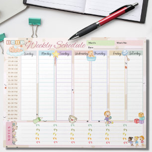 Bloc De Notas Programa semanal para bebés Planner Pastel Light P