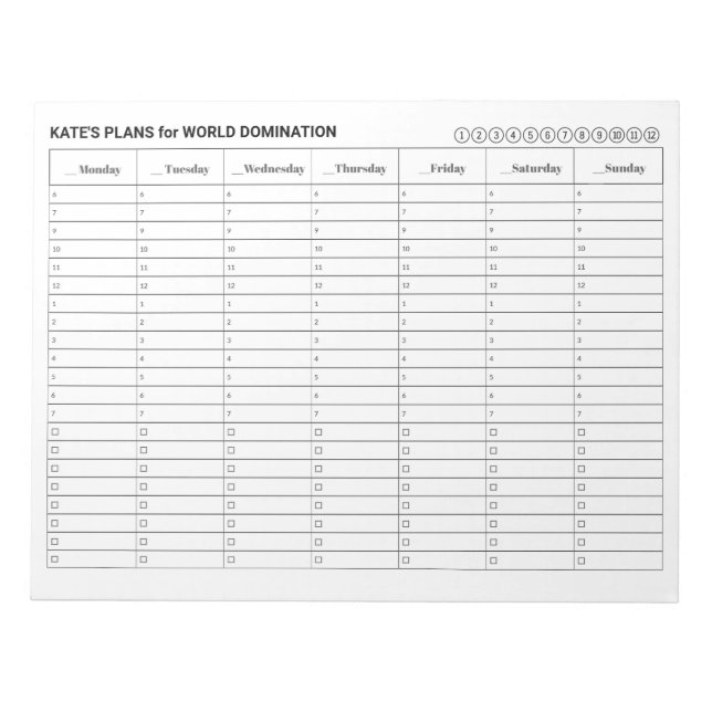 Bloc De Notas Programación de citas semanales con tareas (Frente)
