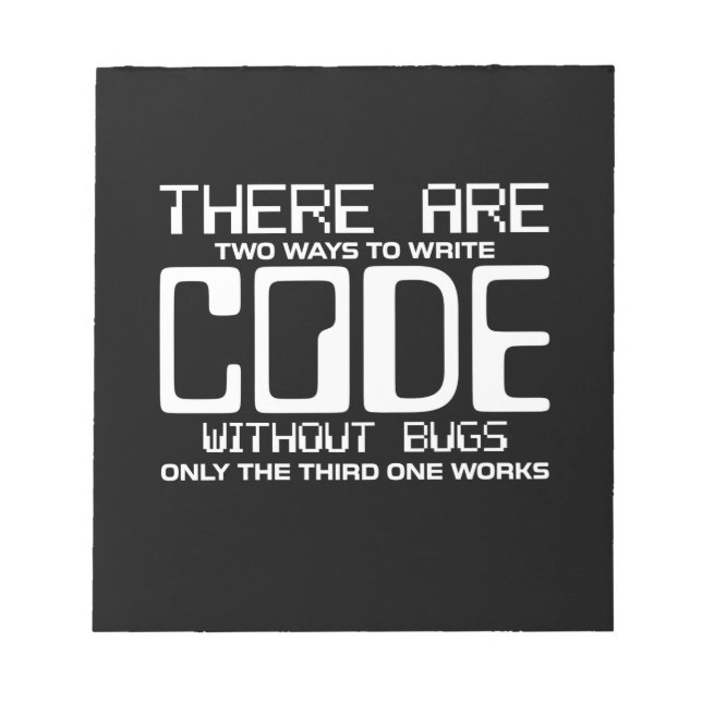 Bloc De Notas Programmer Write Code Without Bugs (Frente)