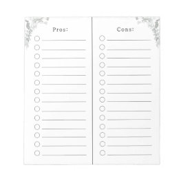 Bloc De Notas Pros And Cons Checklist List Notes