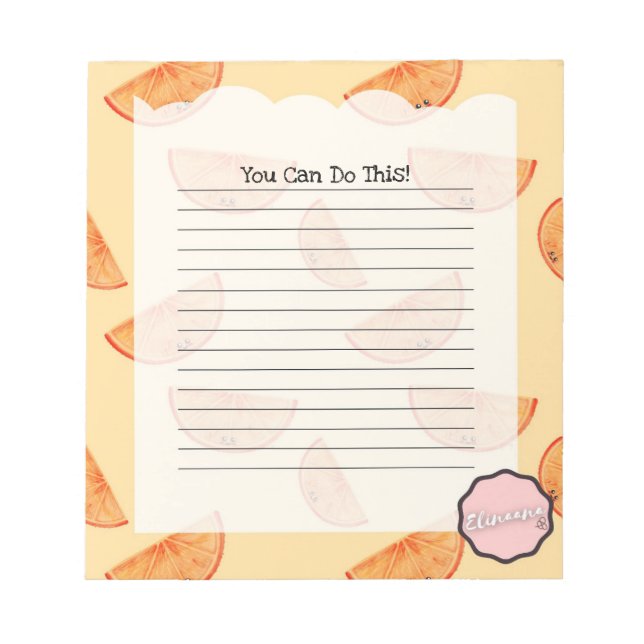 Bloc De Notas Puede Hacerlo, Naranja Personalizable (Frente)