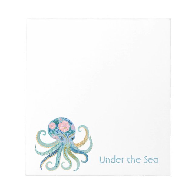 Bloc De Notas Pulpo Floral Azul (Frente)