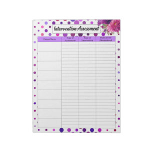 Bloc De Notas Punto de Polka Morado Floral _ Evaluación de la in