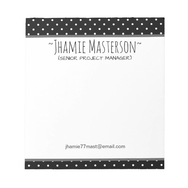 Bloc De Notas Punto de polka negro personalizado (Frente)