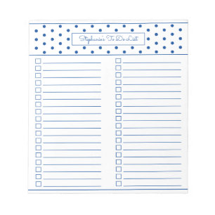 Bloc De Notas Punto de Polka Simple Azul Dos Columnas Para Hacer