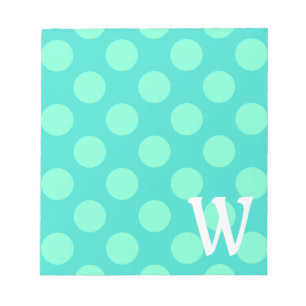 Bloc De Notas Puntos de Aquamarina Monogramados