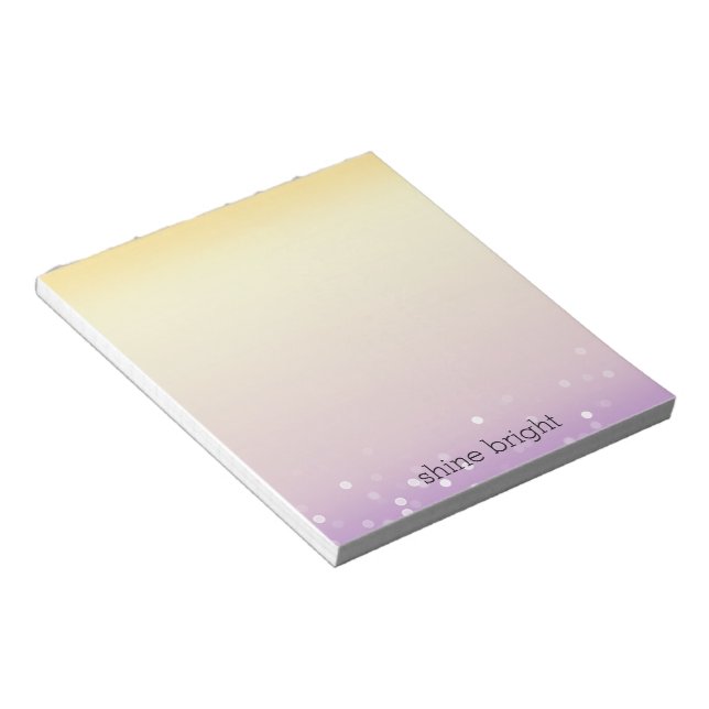 Bloc De Notas Puntos de confeti Bokeh Blanco Morado Amarillo (Lado Derecho)