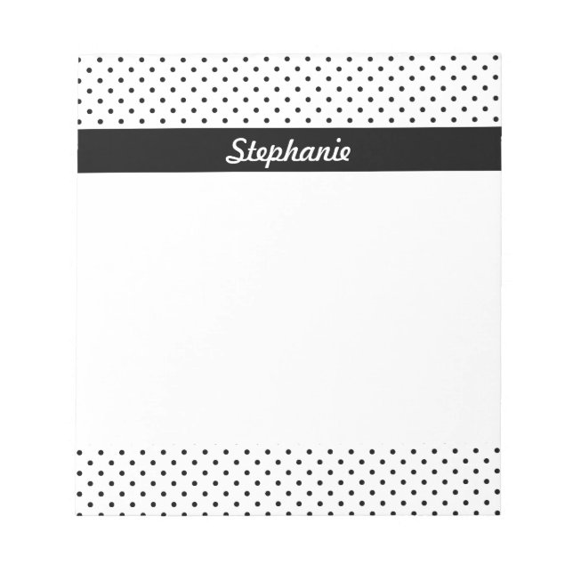 Bloc De Notas Puntos de polka blancos y negros personalizados (Frente)
