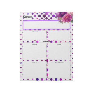 Bloc De Notas Puntos de Polka Morado Floral _ Enfermedad Temp 1