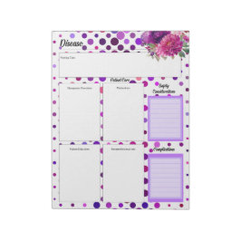 Bloc De Notas Puntos de Polka Morado Floral _ Enfermedad Temp 2